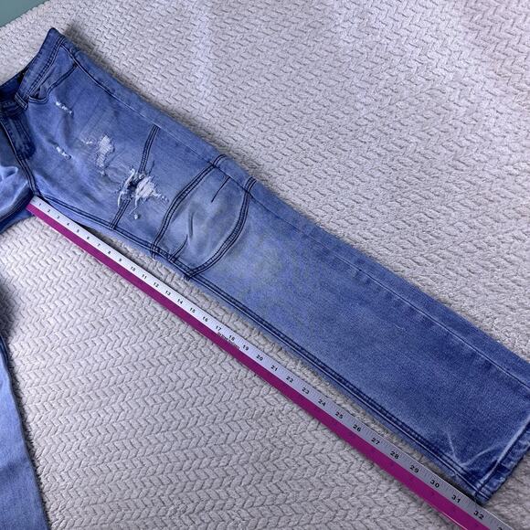 91 Cotton On Crop Slim Leg‎ Jeans Womens 30 Mid Rise Distressed Stretch Denim - Picture 10 of 16